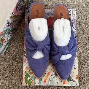 Jeffrey Campbell Cyrus Suede Bow Mules Sz 7.5 Violet Shoes From Anthropologie